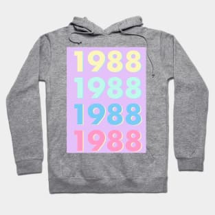 1988 Pastel Typography - Personalized Year Retro Nostalgic Art Print Hoodie